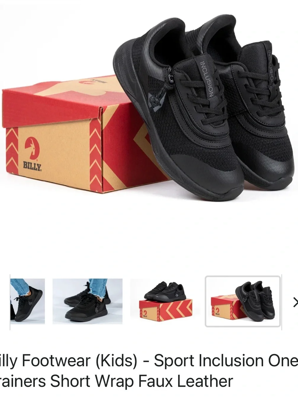 Billy Footwear Kids Black Sport Inclusion One Sneaker